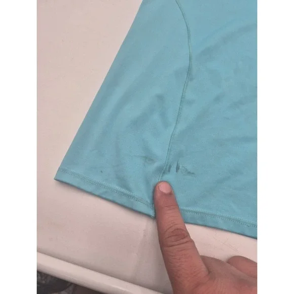 Patagonia Womens Blue Short Sleeve Performance T-Shirt Top - Size Large Stains - Picture 7 of 9